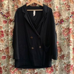 Anthropologie Women’s Navy Linen Blazer 1X